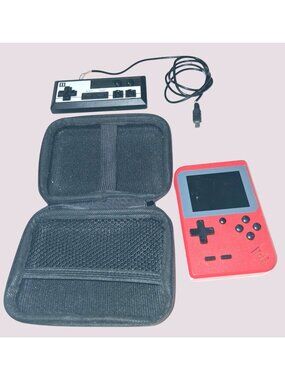 Retro Handheld Gaming Console With Controller Protective Case - Red